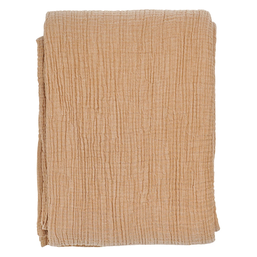 Покрывало двухстороннее Tkano Essential 230х250 см, 100% органический муслин, охровое