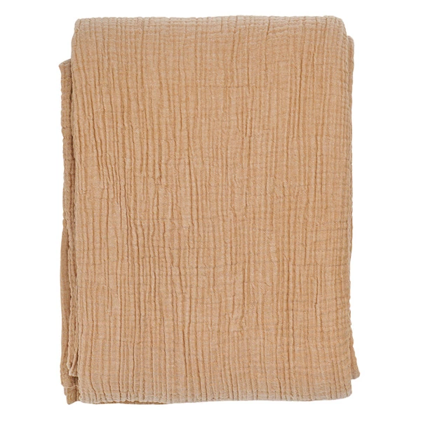 Покрывало двухстороннее Tkano Essential 230х250 см, 100% органический муслин, охровое