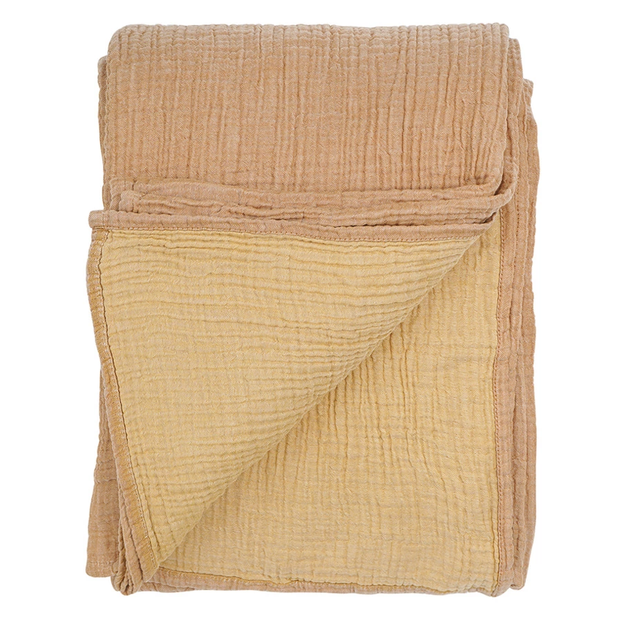 Покрывало двухстороннее Tkano Essential 230х250 см, 100% органический муслин, охровое