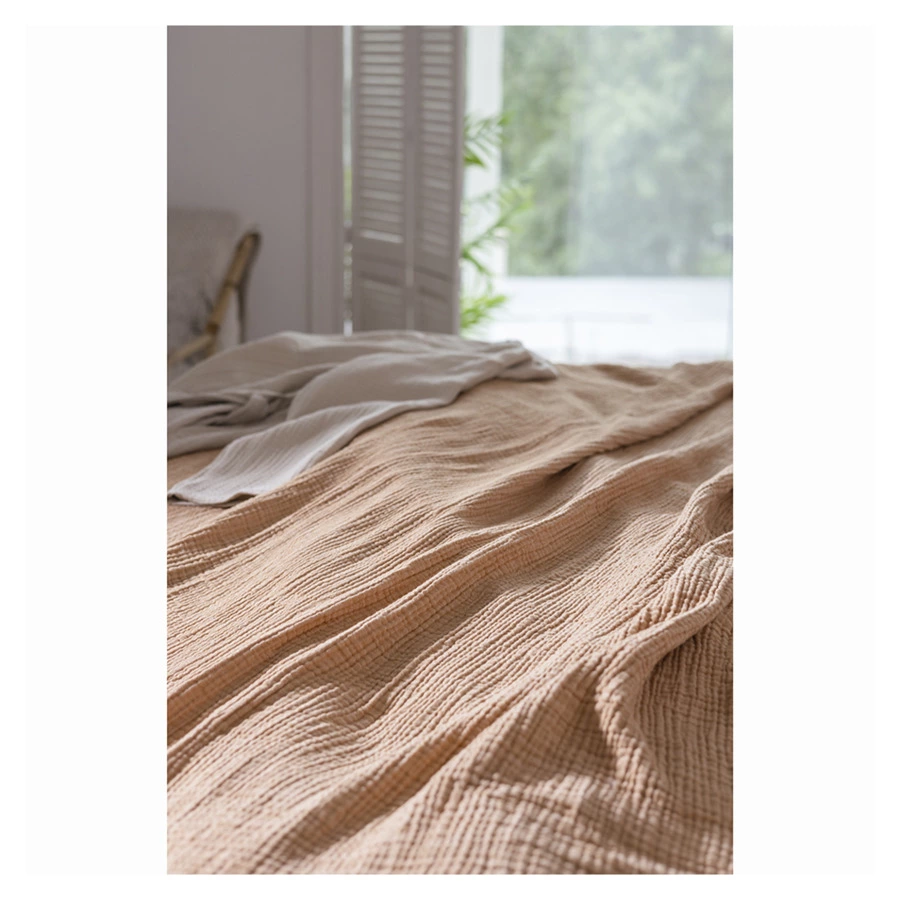 Покрывало двухстороннее Tkano Essential 230х250 см, 100% органический муслин, охровое