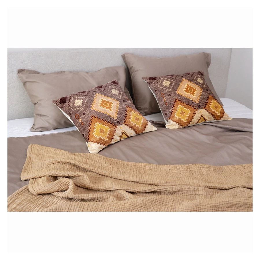 Покрывало двухстороннее Tkano Essential 230х250 см, 100% органический муслин, охровое