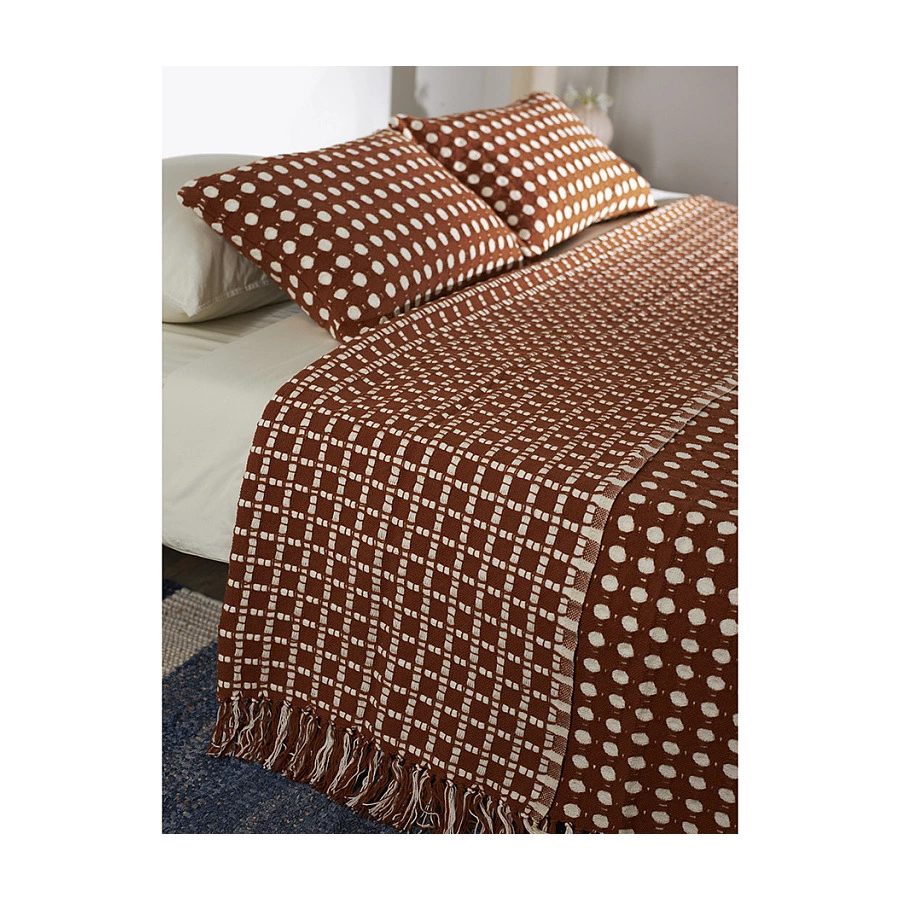 Покрывало Tkano Essential Polka dots, 180х250 см, 100% хлопок, коричневое