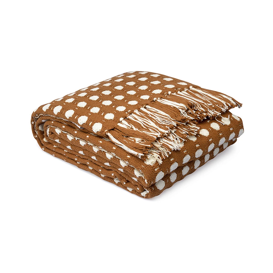 Покрывало Tkano Essential Polka dots, 180х250 см, 100% хлопок, коричневое