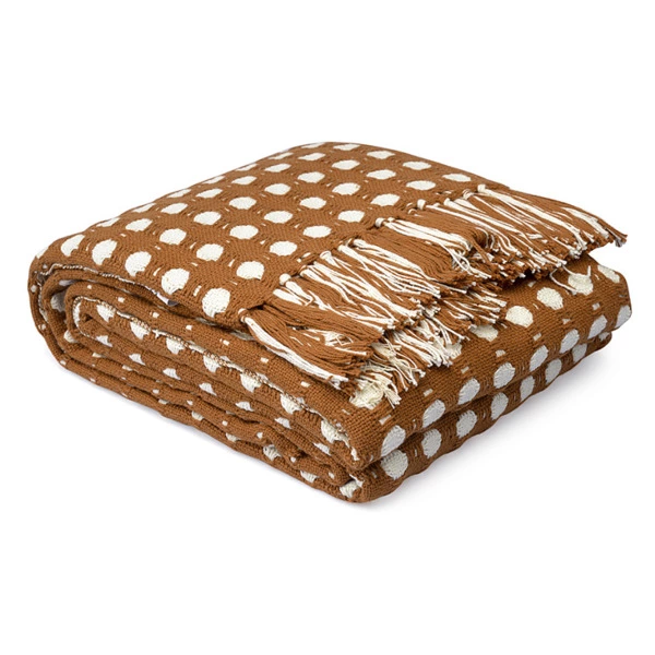 Покрывало Tkano Essential Polka dots, 180х250 см, 100% хлопок, коричневое