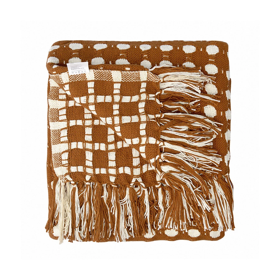 Покрывало Tkano Essential Polka dots, 180х250 см, 100% хлопок, коричневое