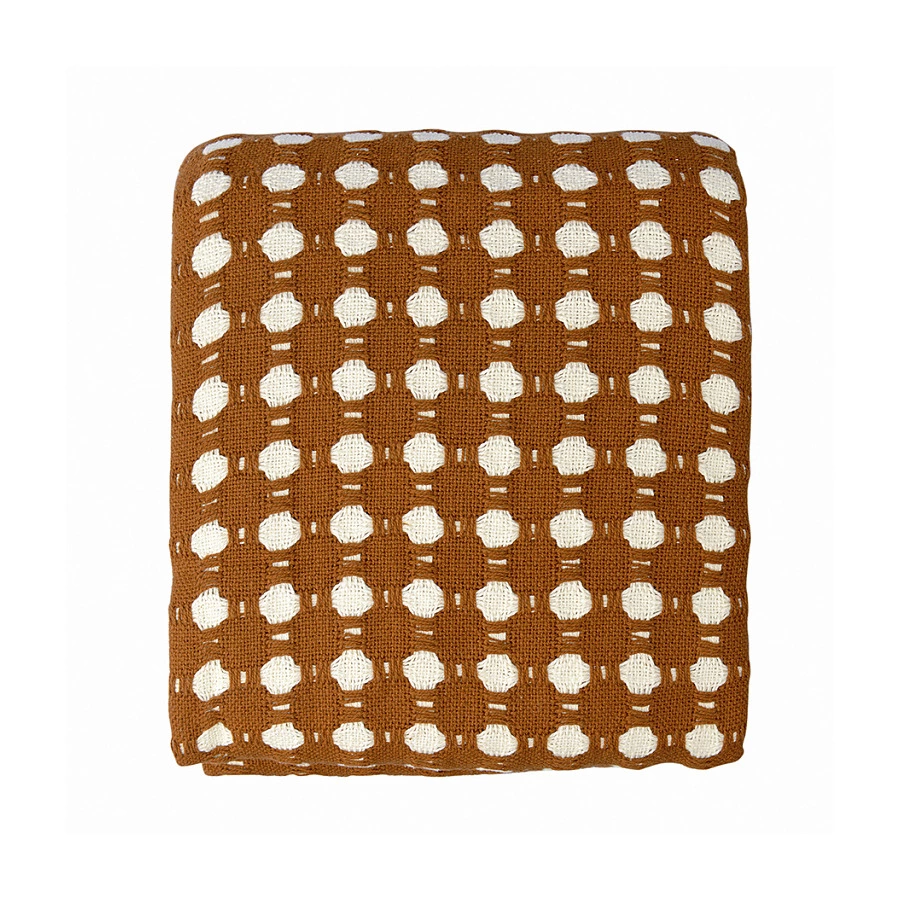 Покрывало Tkano Essential Polka dots, 180х250 см, 100% хлопок, коричневое