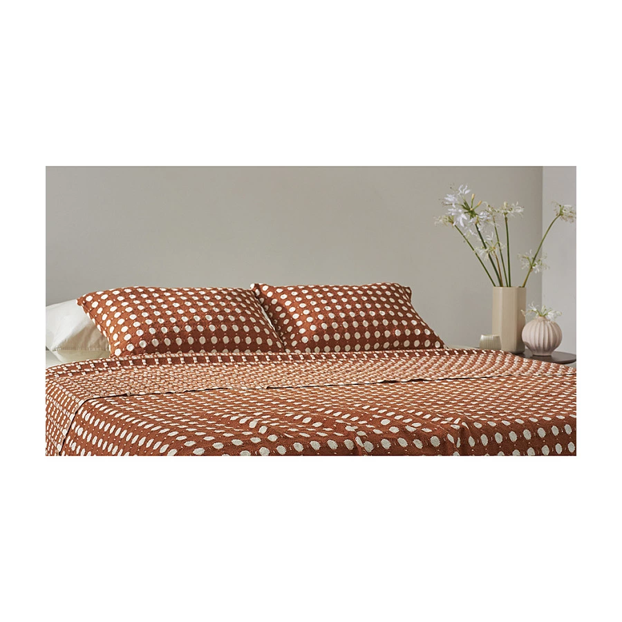 Покрывало Tkano Essential Polka dots, 180х250 см, 100% хлопок, коричневое