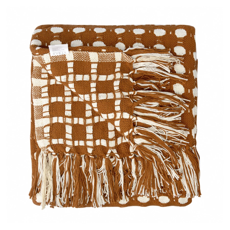 Покрывало Tkano Essential Polka dots, 230х250 см, 100% хлопок, коричневое