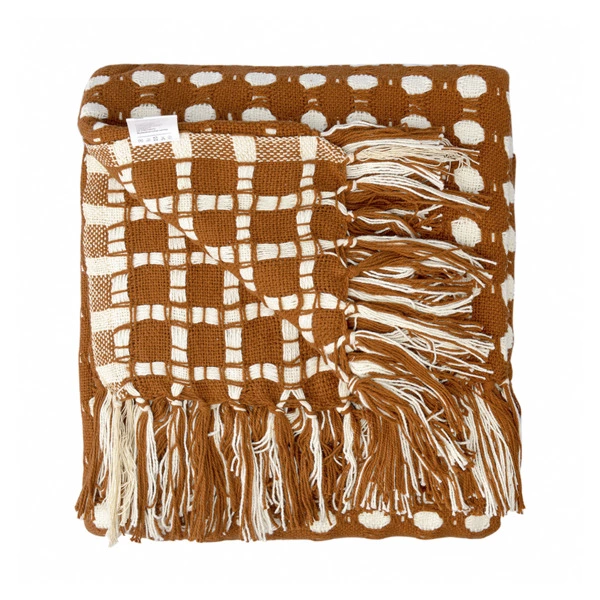 Покрывало Tkano Essential Polka dots, 230х250 см, 100% хлопок, коричневое