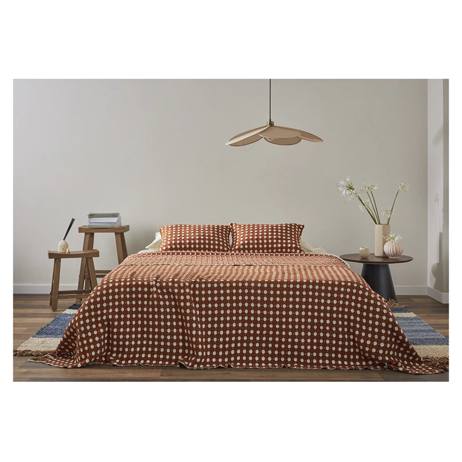 Покрывало Tkano Essential Polka dots, 230х250 см, 100% хлопок, коричневое