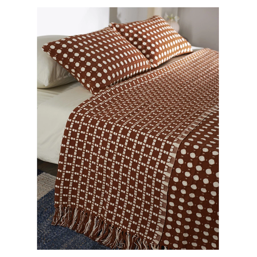Покрывало Tkano Essential Polka dots, 230х250 см, 100% хлопок, коричневое