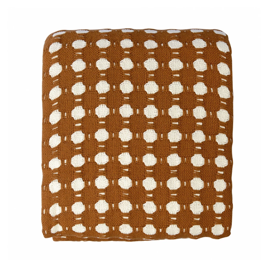 Покрывало Tkano Essential Polka dots, 230х250 см, 100% хлопок, коричневое