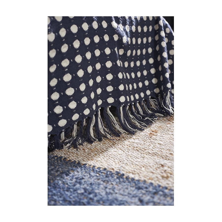 Покрывало Tkano Essentia Polka dotsl, 180х250 см, 100% хлопок, синее