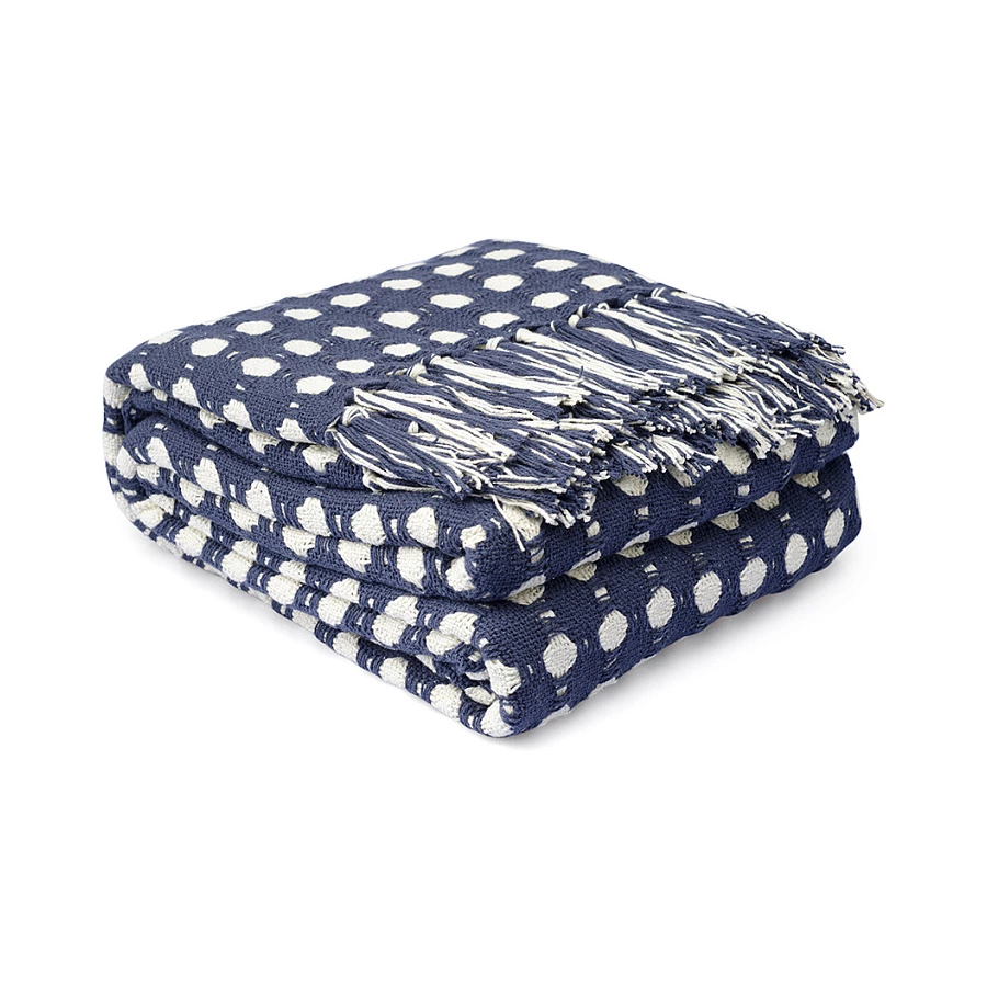 Покрывало Tkano Essentia Polka dotsl, 180х250 см, 100% хлопок, синее