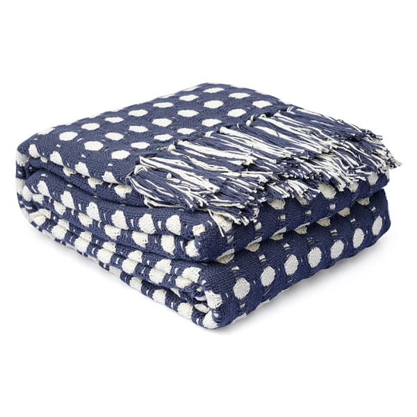 Покрывало Tkano Essentia Polka dotsl, 180х250 см, 100% хлопок, синее