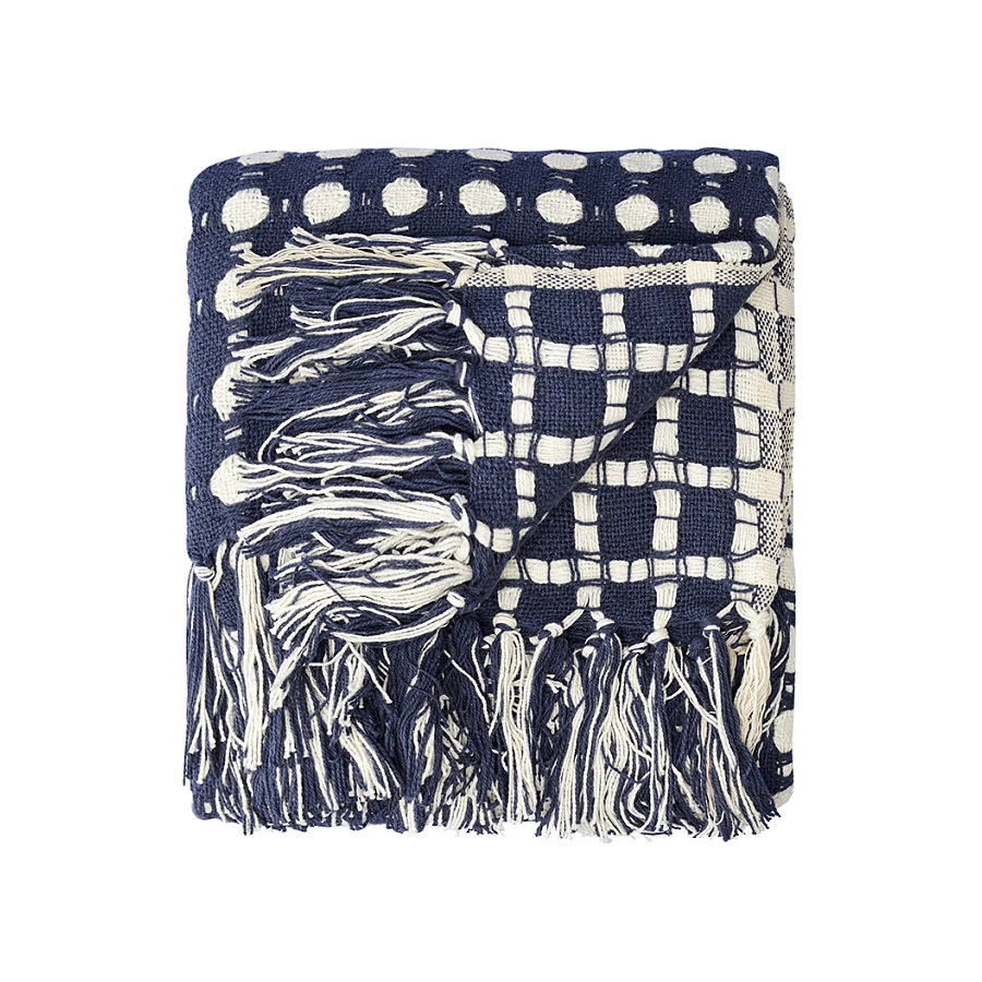 Покрывало Tkano Essentia Polka dotsl, 180х250 см, 100% хлопок, синее