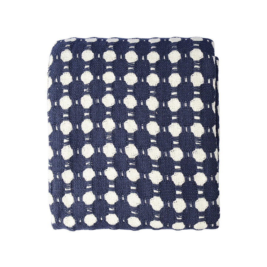 Покрывало Tkano Essentia Polka dotsl, 180х250 см, 100% хлопок, синее