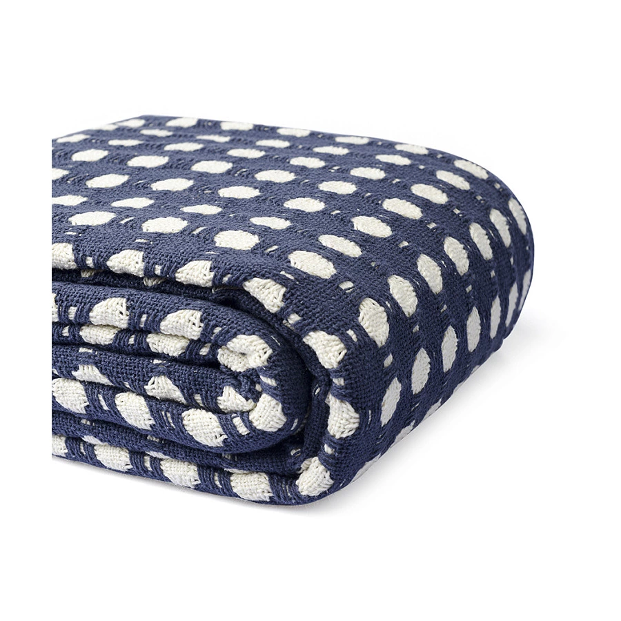Покрывало Tkano Essentia Polka dotsl, 180х250 см, 100% хлопок, синее