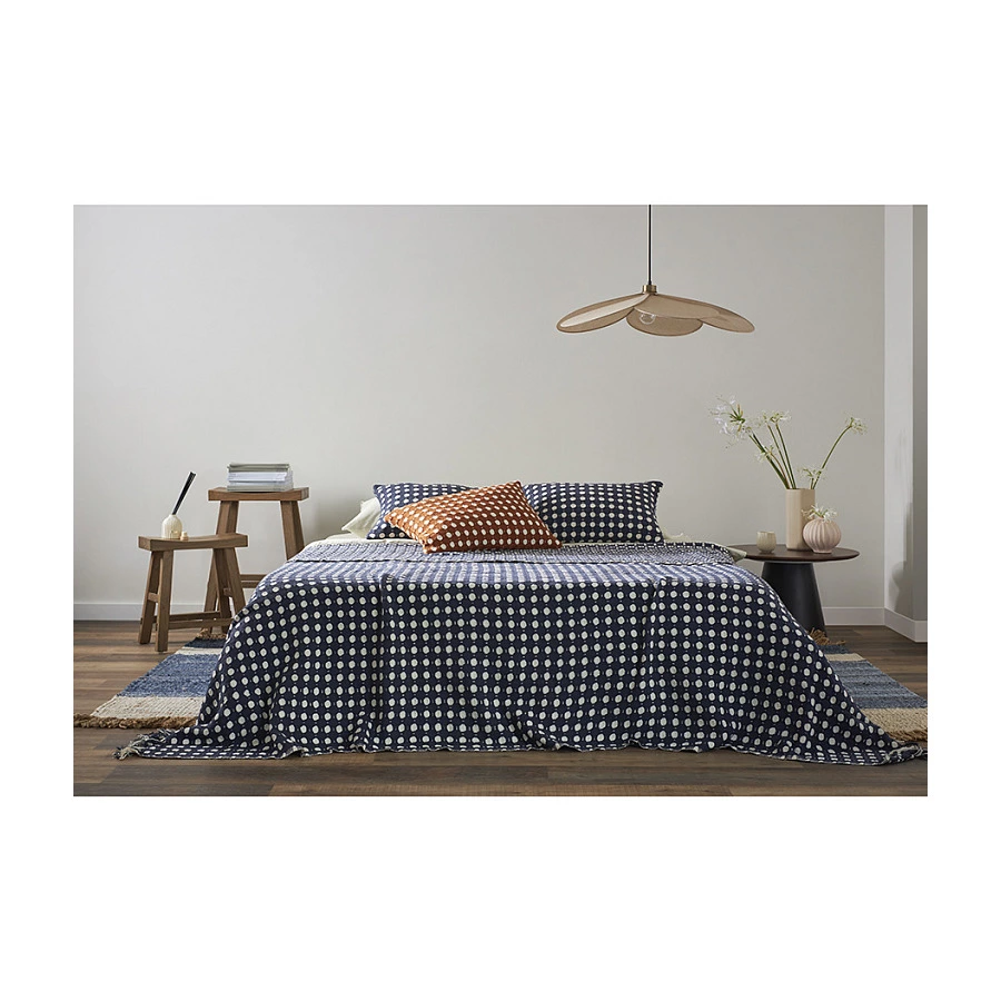 Покрывало Tkano Essentia Polka dotsl, 180х250 см, 100% хлопок, синее