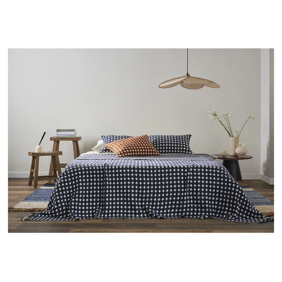 Покрывало Tkano Essential Polka dots, 230х250 см, 100% хлопок, синее