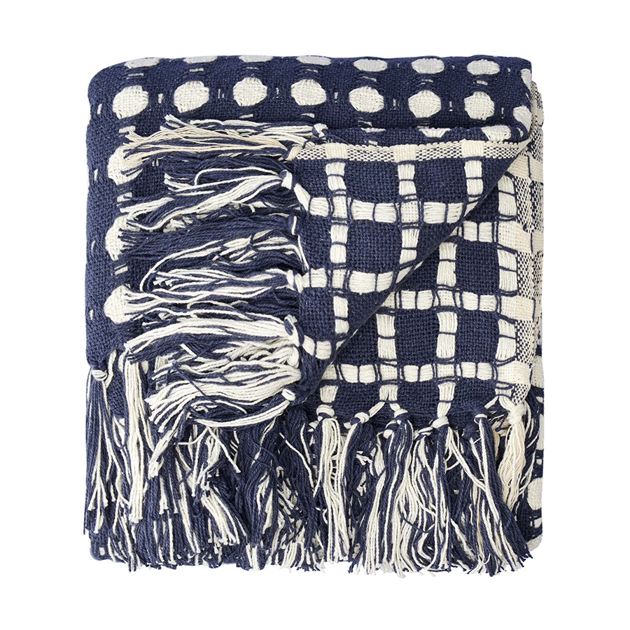 Покрывало Tkano Essential Polka dots, 230х250 см, 100% хлопок, синее