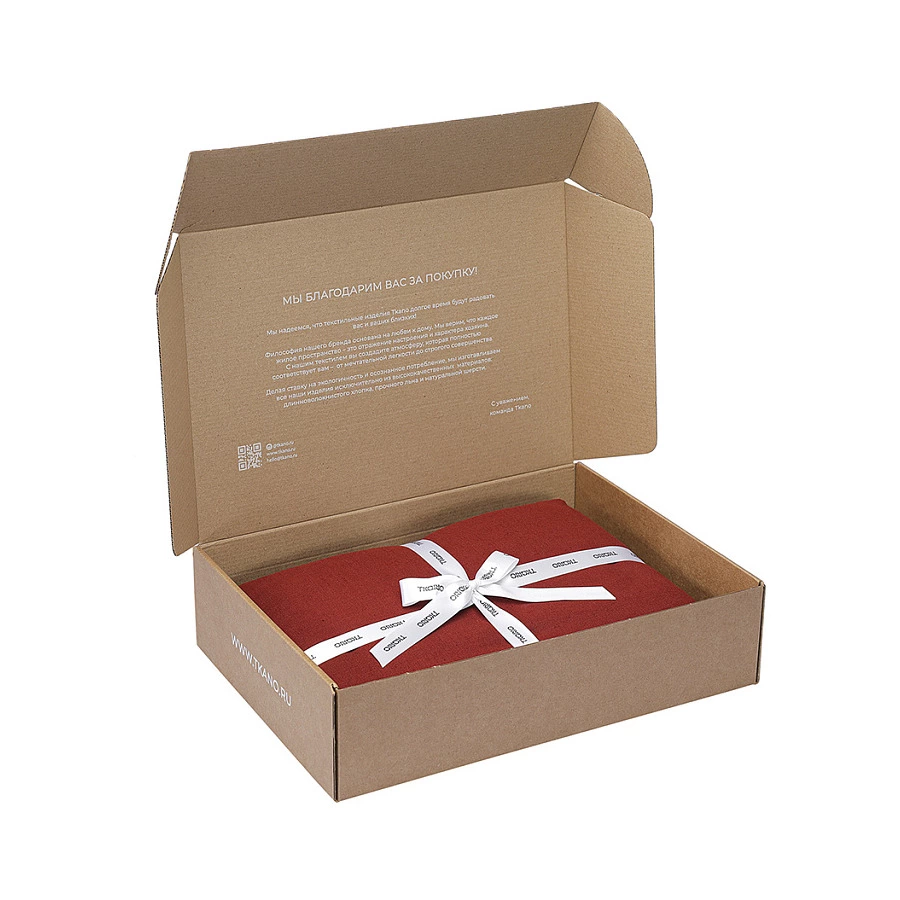 Простыня Tkano Essential 240х270 см, 55% лен, 45% хлопок, цвета копченой паприки