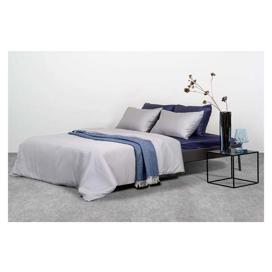 Простыня на резинке Tkano Essential 180х200х30 см, 100% сатин, темно-синяя