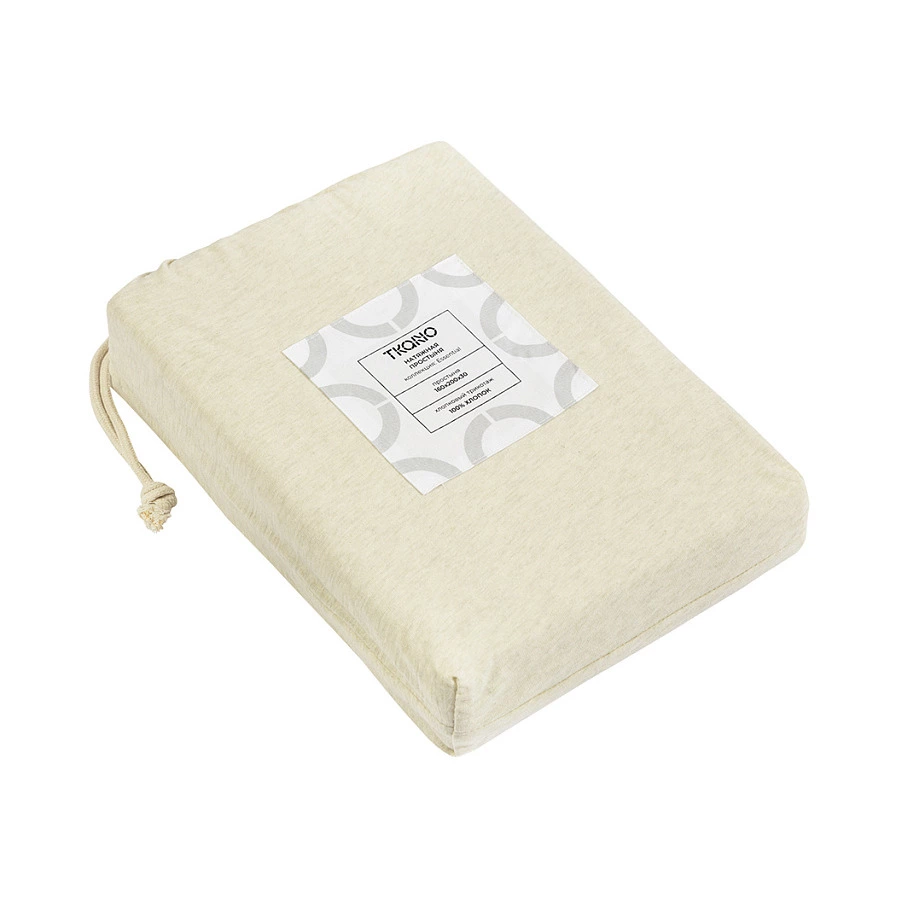 Простыня на резинке Tkano Essential 160х200х30 см, 100% хлопок, бежевая