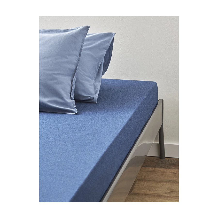 Простыня на резинке Tkano Essential 160х200х30 см, 100% хлопок, темно-синяя