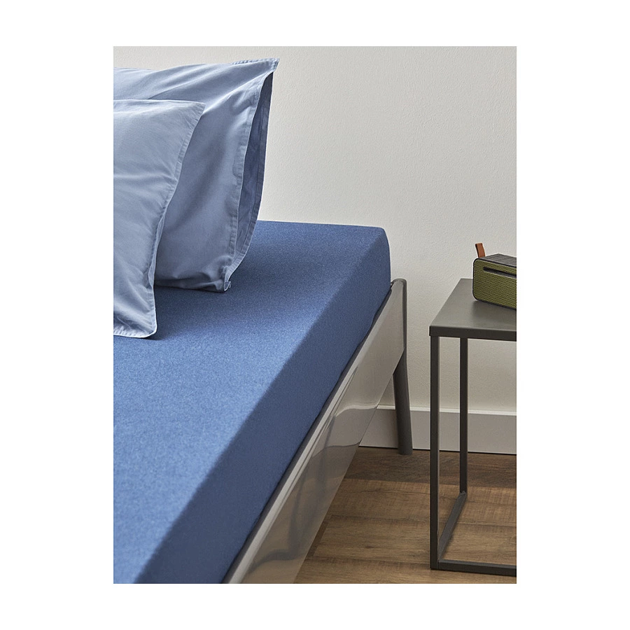 Простыня на резинке Tkano Essential 160х200х30 см, 100% хлопок, темно-синяя