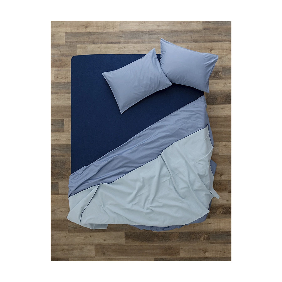 Простыня на резинке Tkano Essential 160х200х30 см, 100% хлопок, темно-синяя