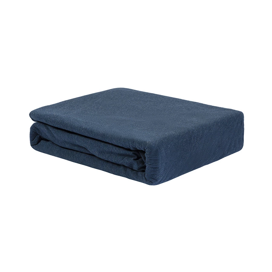 Простыня на резинке Tkano Essential 160х200х30 см, 100% хлопок, темно-синяя