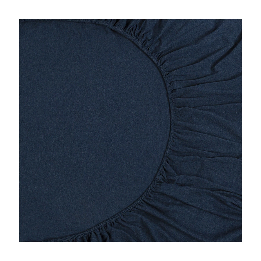 Простыня на резинке Tkano Essential 160х200х30 см, 100% хлопок, темно-синяя