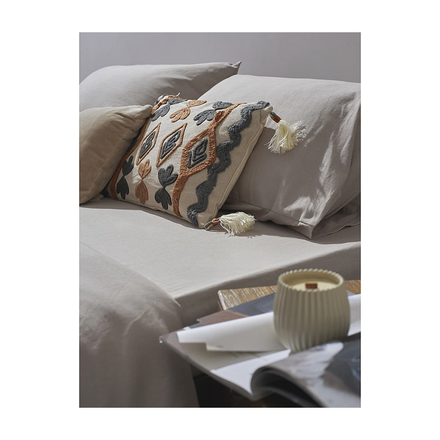 Простыня на резинке Tkano Essential 160х200х30 см, 55% лен, 45% хлопок, светло-серая