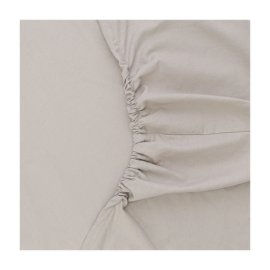 Простыня на резинке Tkano Essential 160х200х30 см, 55% лен, 45% хлопок, светло-серая