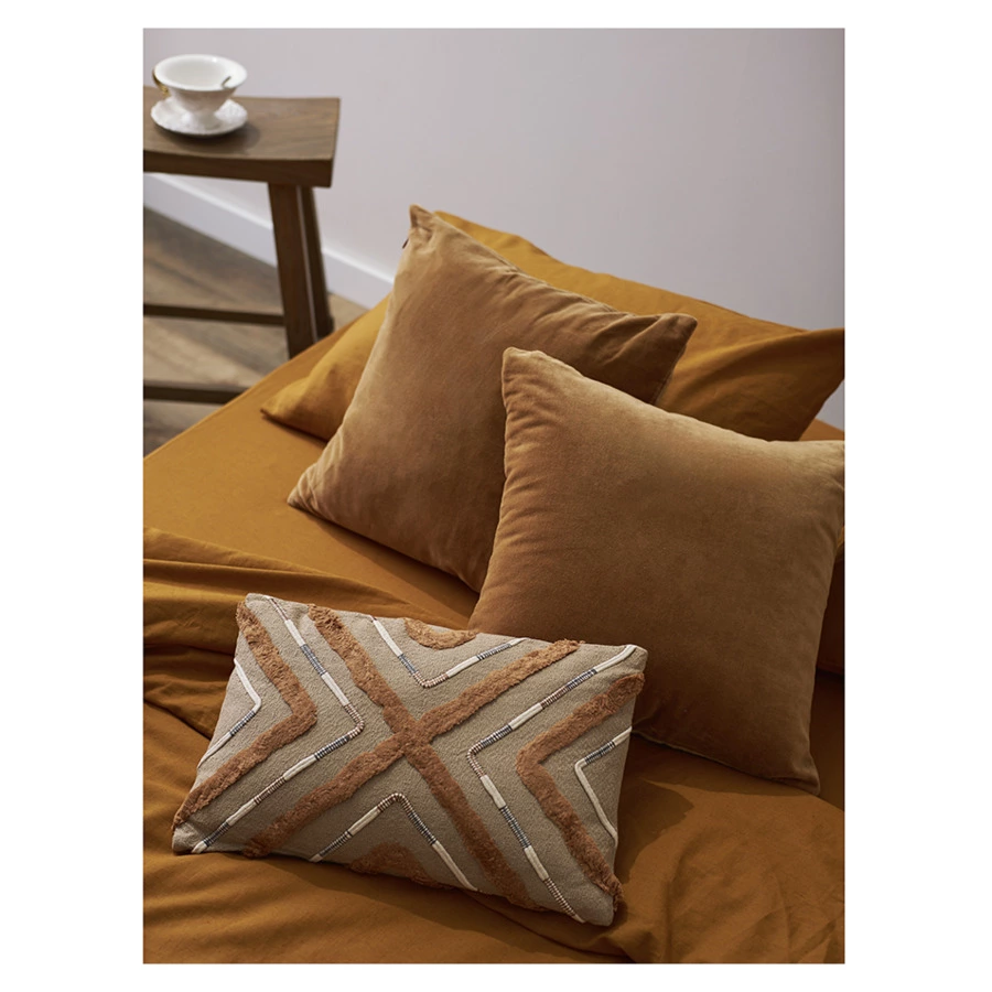 Простыня на резинке Tkano Essential 180х200х30 см, 55% лен, 45% хлопок, цвета карри