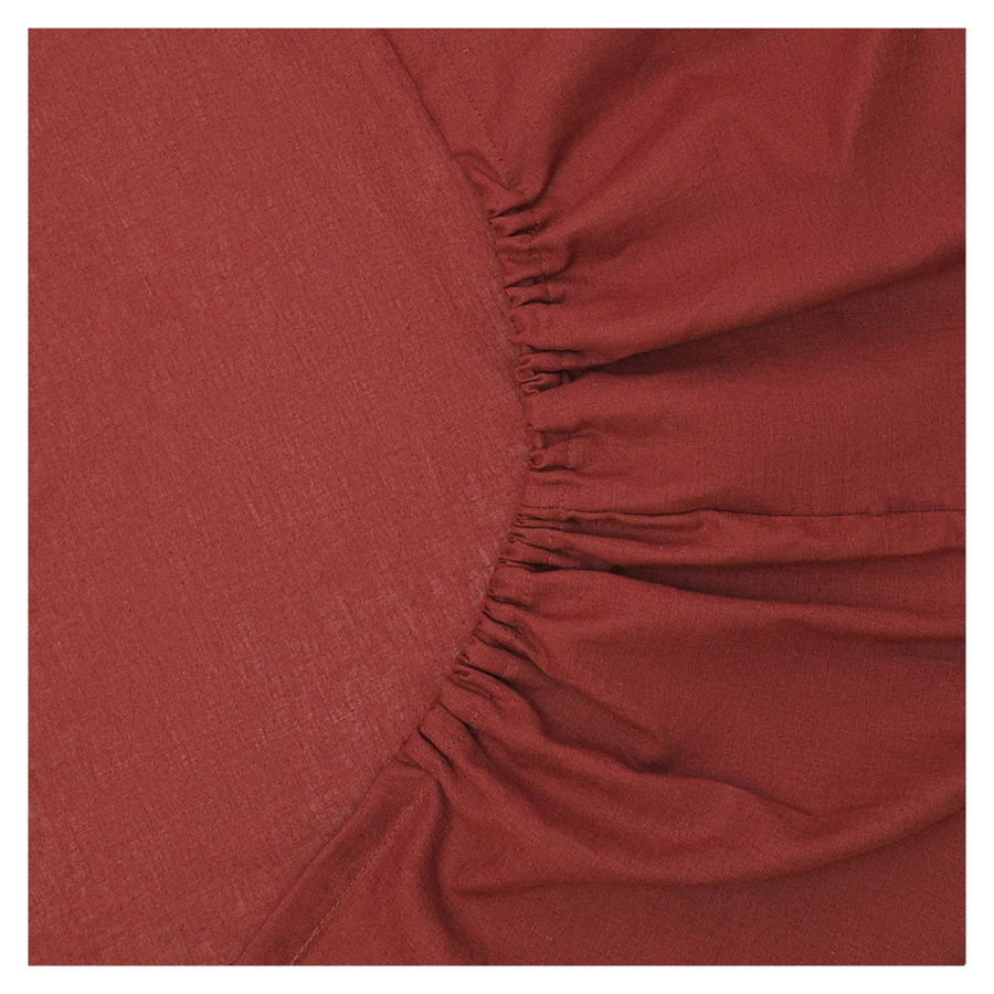 Простыня на резинке Tkano Essential 180х200х30 см, 55% лен, 45% хлопок, цвета копченой паприки