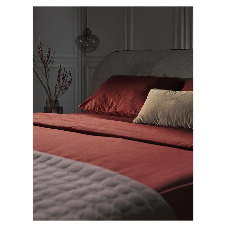 Простыня на резинке Tkano Essential 180х200х30 см, 55% лен, 45% хлопок, цвета копченой паприки