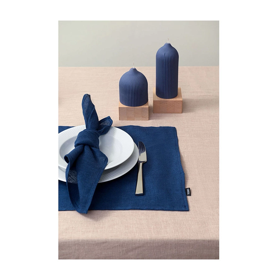 Салфетка сервировочная Tkano Essential 45х45 см, 100% стираный лен, синяя