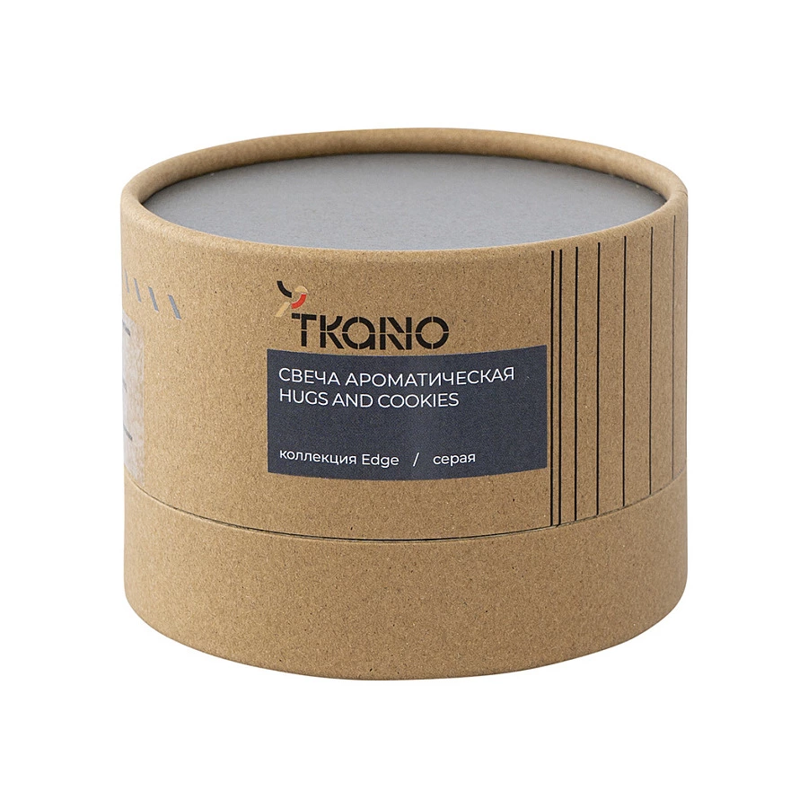 Свеча ароматическая Tkano Edge Hugs and Cookies, 30 часов, серая