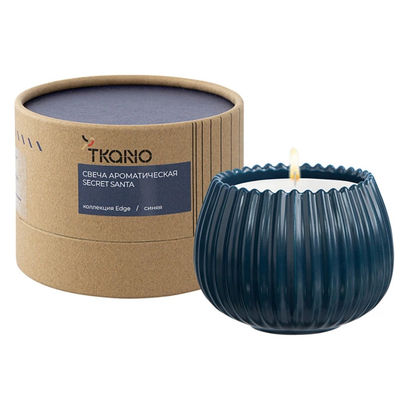 Свеча ароматическая Tkano Edge Secret Santa, 30 часов, синяя