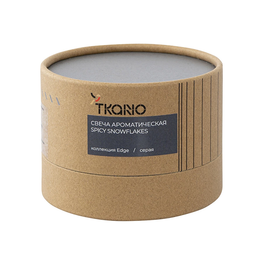 Свеча ароматическая Tkano Edge Spicy Snowflakes, 30 часов, серая
