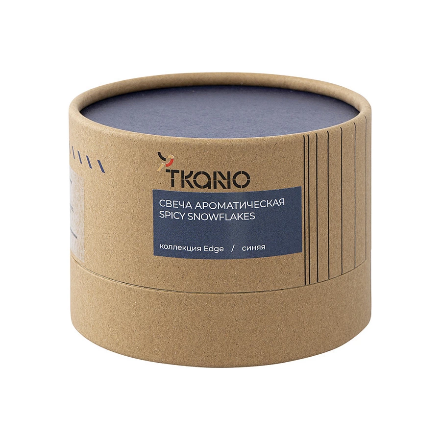 Свеча ароматическая Tkano Edge Spicy Snowflakes, 30 часов, синяя