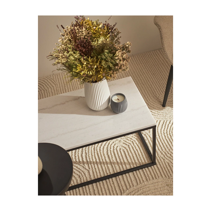 Свеча ароматическая с деревянным фитилем Tkano Edge Green tea & Pear blossom 60 часов, серая