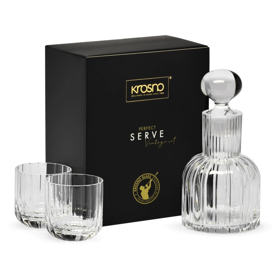 Набор из графина 650 мл и 2 стакана для виски 300 мл Krosno Винтаж, стекло