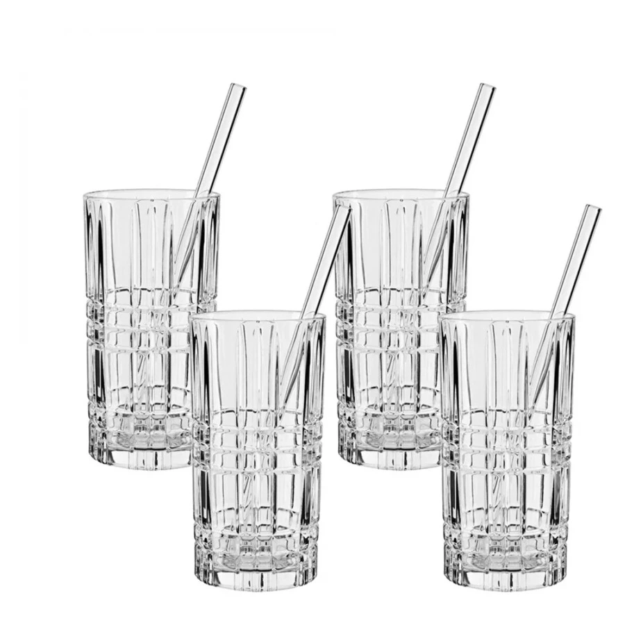 Набор стаканов с трубочками и щеткой Nachtmann TASTES GOOD 445 мл, 4 шт, хрусталь бессвинцовый, п/к