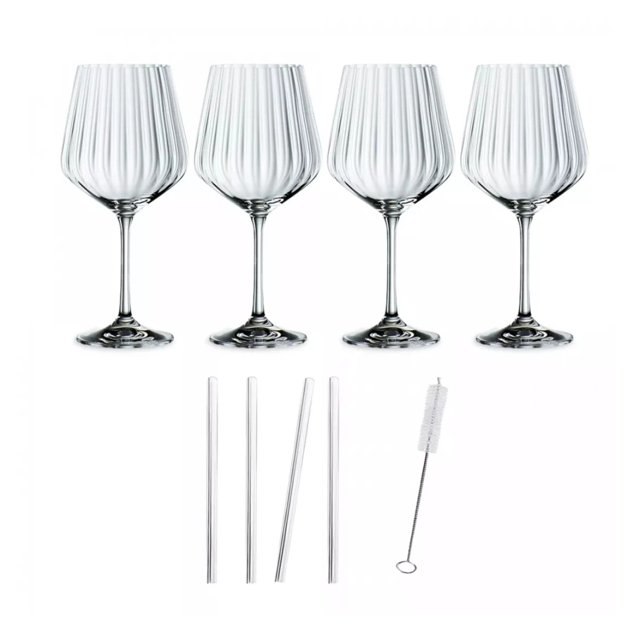 Набор бокалов Gin Tonic с трубочками и щеткой Nachtmann TASTES GOOD 640 мл, 4 шт, п/к