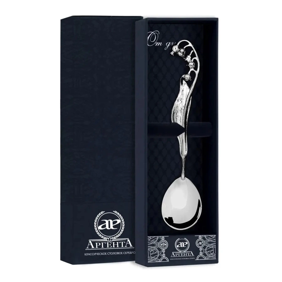 Ложка чайная в футляре АргентА От Души Ландыш 25 г, серебро 925