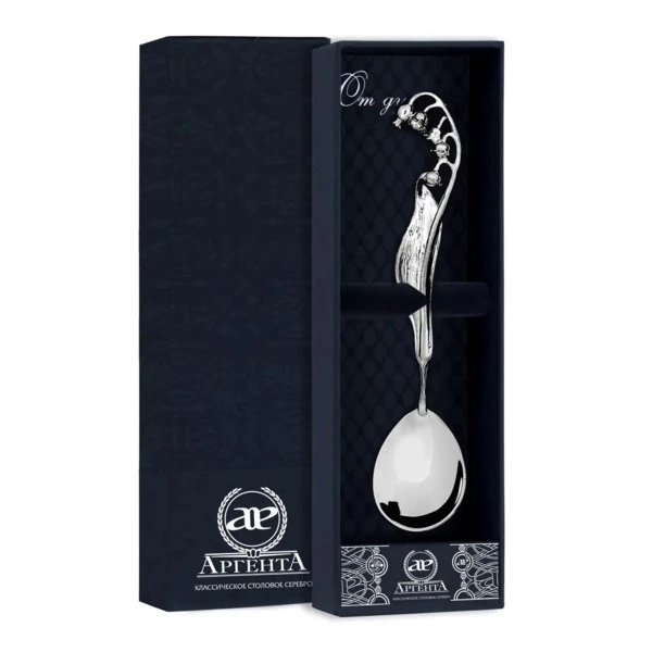 Ложка чайная в футляре АргентА От Души Ландыш 25 г, серебро 925