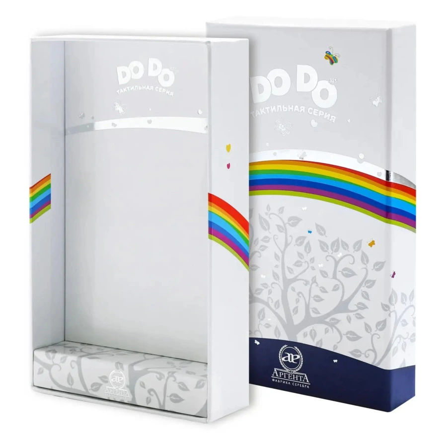 Набор детский в футляре АргентА Do Do Медвежонок с малиновой эмалью, вилка и ложка 38,77 г, серебро